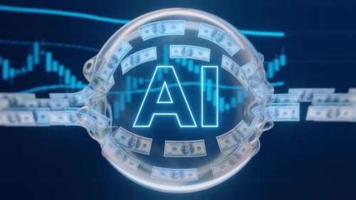 AI Investment Bubble Bursting with Flying Dollar Bills