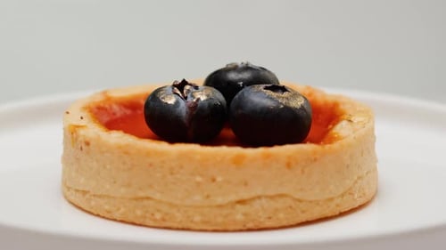 Mini Blueberry Tart Pastry on White Plate