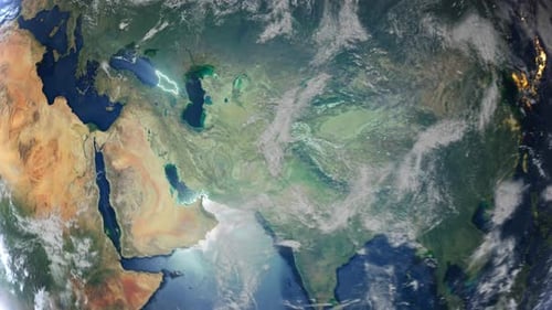 Realistic Earth Orbit and Zoom Glowing Borders Georgia