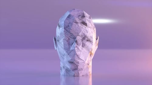 Abstract Geometric Stone Head Transformation Animation