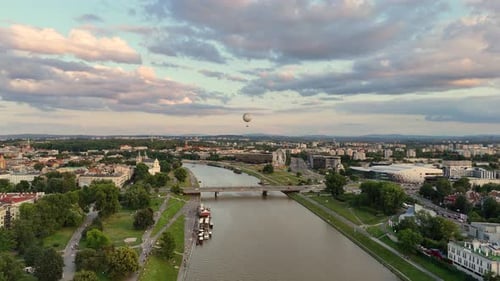 The Vistula River in Krakow at Sunset