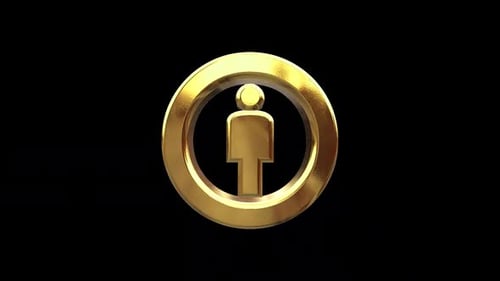 Rotating Golden 3D Person User Icon Animation