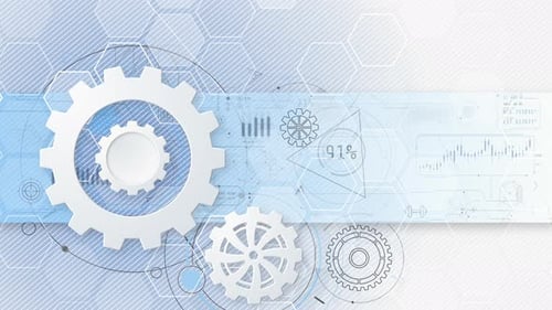 Technische Getriebe und Zahnräder zur Veranschaulichung des Technologieentwicklungskonzepts