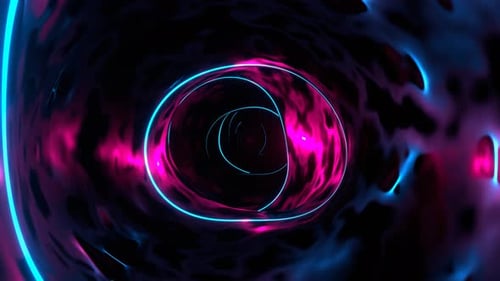 Agujero de gusano Fantasy Corridor en color cian y rosa con fondo de luz de neón Vj Loop en 4K
