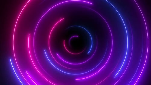 Abstract Neon Glowing Circles Tunnel Seamless Loop Background