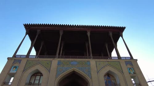 historical palace of ali qapu in Isfahan in a sunny day in summer season of tourist attraction visit