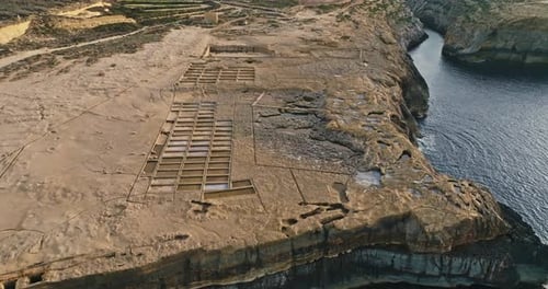 Salt Plant in Zebbug on the Island of Gozo Malta Aerial View