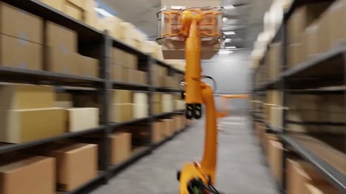 Robots automáticos de almacén de carga y descarga de cajas y mercancías Inteligencia artificial
