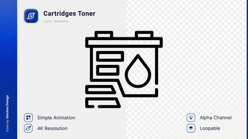 Animated Ink Cartridge Toner Line Icon Animation