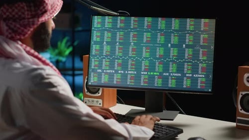 Broker Investor Looking at Market Shares