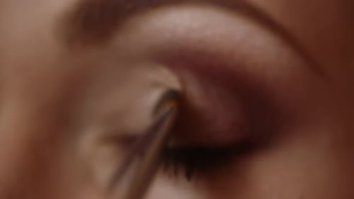 Makeup Artist Applying Eyeshadow for Beauty Makeup Model Closeup Eyes Eyeshadow Beautiful Young