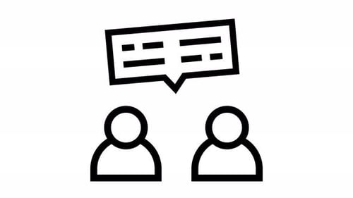 Animated Icon of People Talking with Text Message Bubble