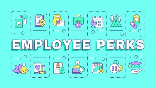 Animated Employee Perks Flat Design Icons Reveal