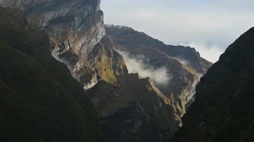 Close Up Rugged Rocky Mountains Landscape, Sharp Rocks and Bare Rugged Mountain Landscape Close Up i