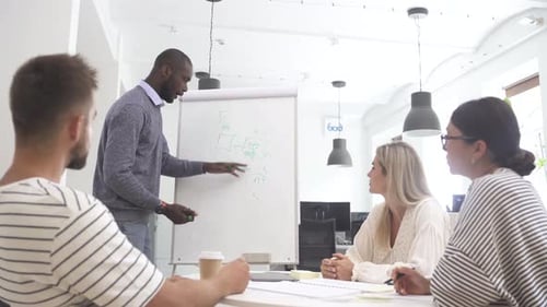 Multicultural Young People Collaborating on Working Strategy in Office