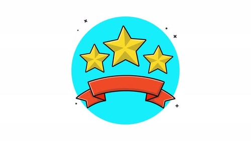 Animated Flat Design Stars and Ribbon Badge