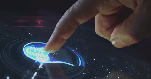 AI head artificial intelligence symbol digital 3d finger touch