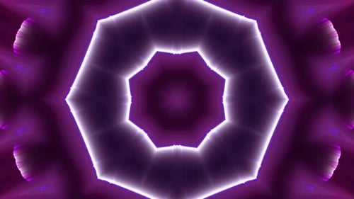 Seamless Loop of Glowing Geometric Kaleidoscope Patterns