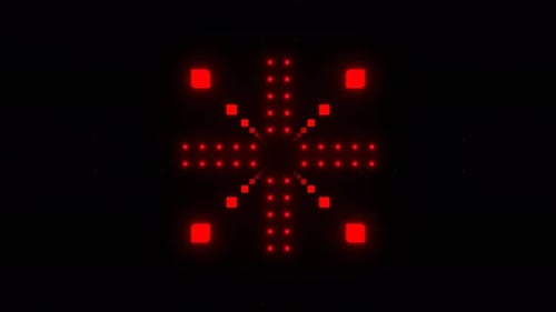 Red Neon Flashing Dots And Glowing Cubes Background Vj Loop In 4K
