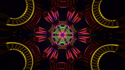 A Mesmerizing Dance of Neon Lights in a Pulsating VJ Loop