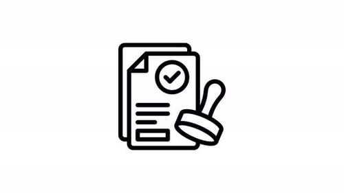 approval stamp line icon animation