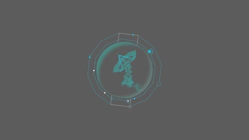 HUD-Elementanimation eines virtuellen 3D-Radioteleskops