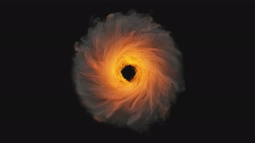 Vorderansicht des isolierten, wirbelnden Feuerrauchportals mit Alphakanal