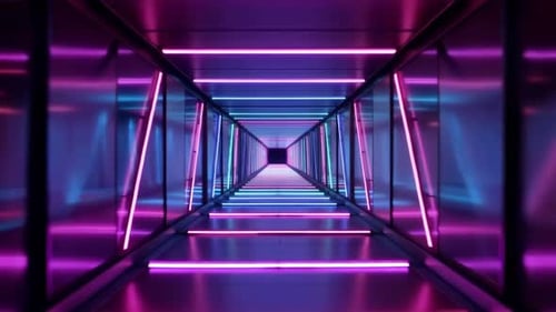 Futuristic Neon Tunnel Motion Background Loop