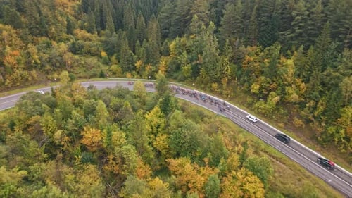 Amazing View People Riding Bicycles on Road Lots of Participants of Sports Competition Concept of