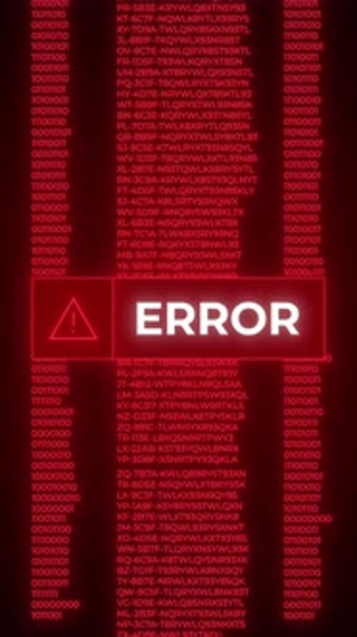 Animated Digital Error Message with Binary Code