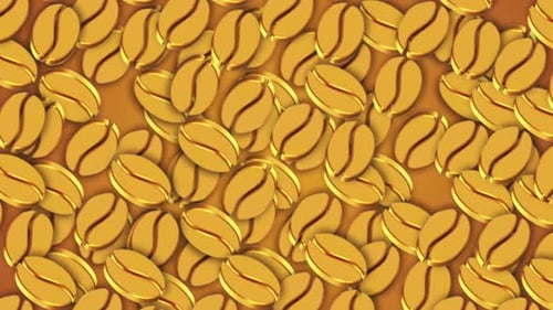 Coffee Beans 3D Icon Gold Loop Animation