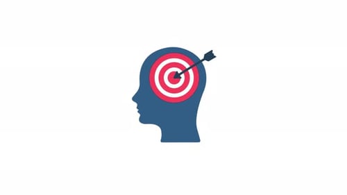 4k Mind Target. Goal Achievement Icon Animation Video