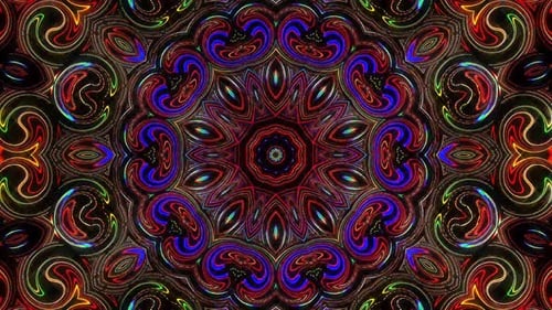 abstrakte Linien, buntes Licht, leuchtende runde Form in der Mitte, schwarzer Hintergrund