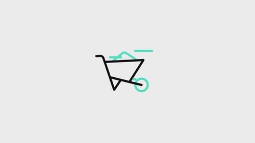 Animated Wheelbarrow Icon with Filling and Emptying Action