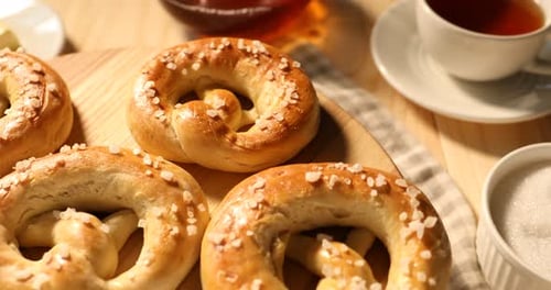Delicious Pretzels and Tea Arrangement Still Life
