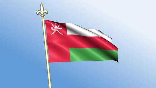 Waving Oman National Flag Animation on Flagpole
