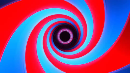 Red And Blue Neon Light Moves In Spiral Background Vj Loop In 4K