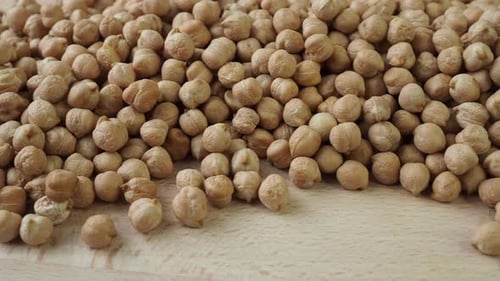 Pile of Chickpeas on Wooden Table