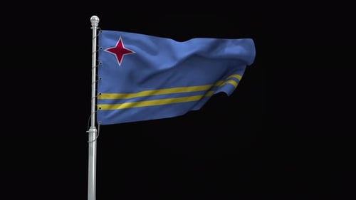 Aruba National Flag Waving in Realistic Animation