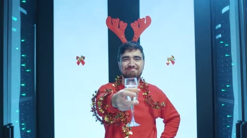 A Festive Christmas Scene Blends Tech and Cheer in a Data Center