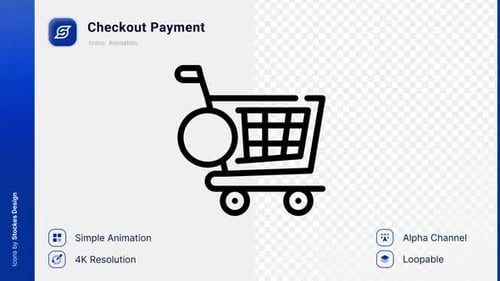 Animated Line Art Checkout Payment Processing Icon