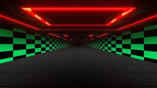 Turquoise And Red Fast Futuristic Hallway Background Vj Loop In 4K