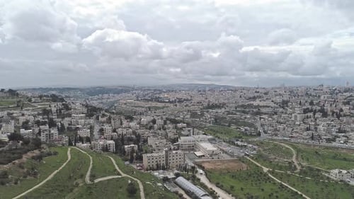 Aerial footage of the Temple Mount in Jerusalem, Israel