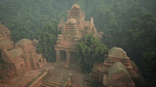 Aerial View of Temple Surrounded By Trees