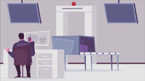 Airport Terminal Worker Checking Luggages 4K