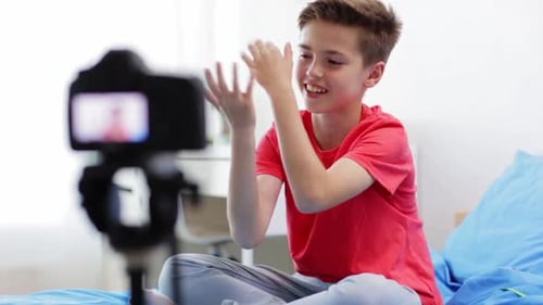 Teen Vlogging and Speaking to Camera in Bedroom