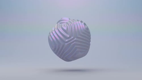 3D Render Animation with Iridiscent Shape Moving in Loop