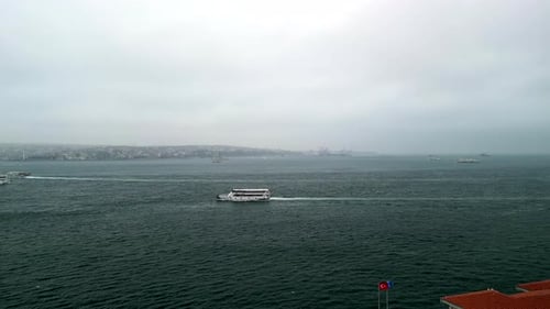 boat moving across the Bosphorus strait