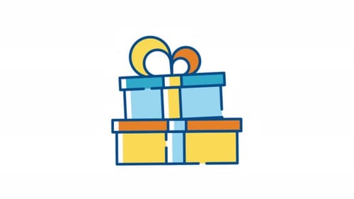 Colorida caja de regalo 2D Motion Graphics