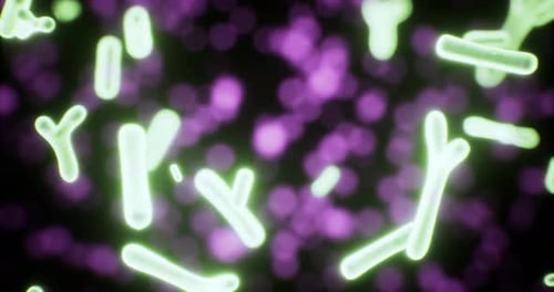 Glowing Abstract Microscopic Organisms Floating Medical Science Background